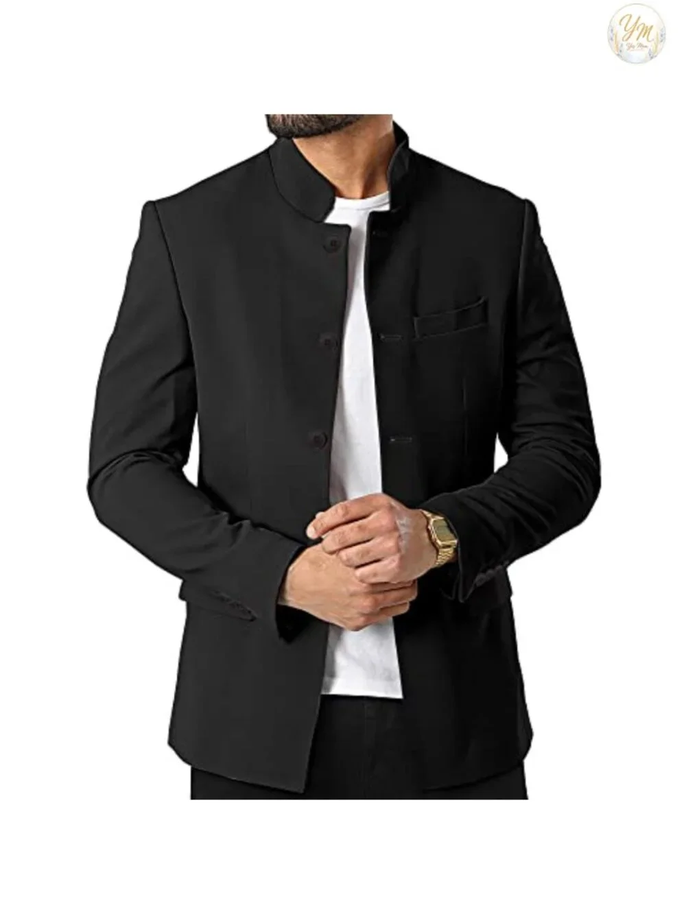 Casual Suit Blazer Stand Mandarin Collar Lightweight Lined Sport Coat